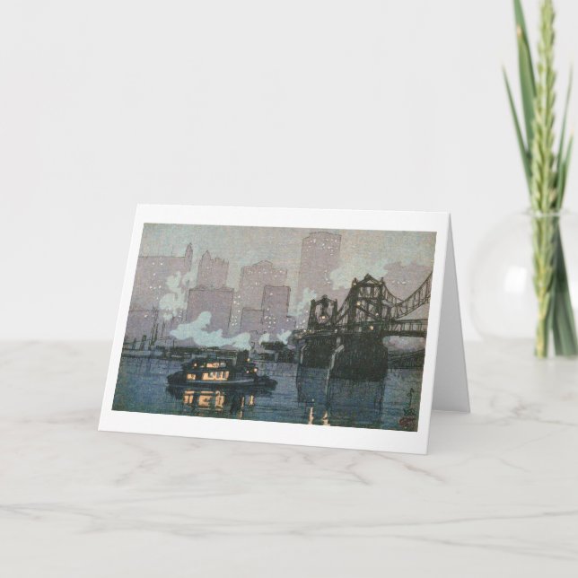 Carte Pittsburgh à la nuit, Hiroshi Yoshida, coupe de bo (Devant)