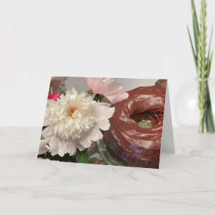 Carte Pivoine avec gâteau au chocolat