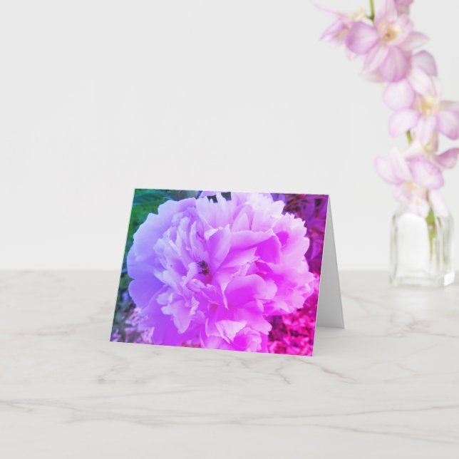 Carte Pivoine avec une abeille à miel (Orchidée)