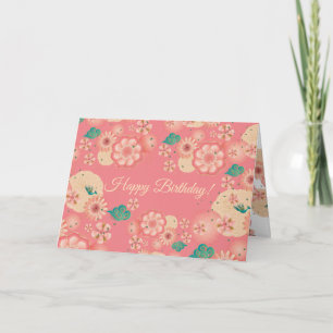 Carte Pivoine rose élégante, jardin de pêche de ressort