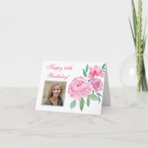 Carte Pivoines Aquarelle Joyeux 46e Anniversaire Ajouter