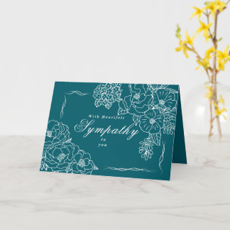 Carte Pivoines de sympathie sarcelle minimaliste élégant