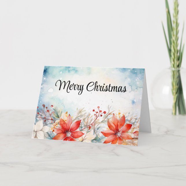 Carte Pivoines Rouges Noël (Devant)