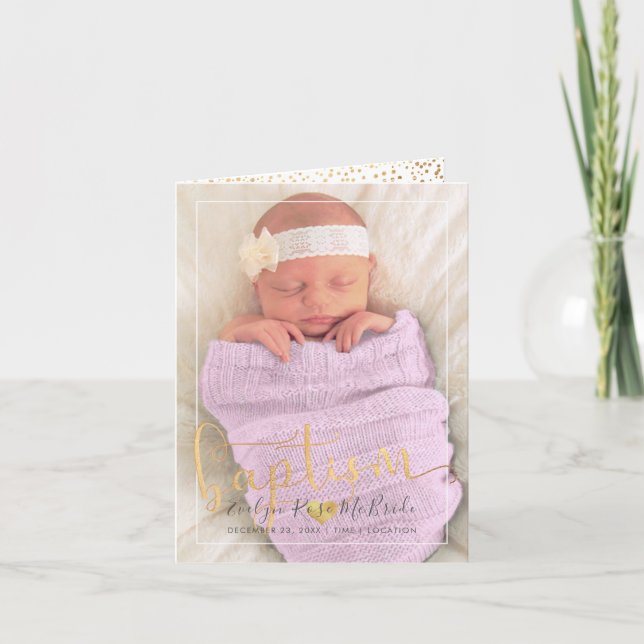 Carte PixDezines Baptism Gold Script Police (Devant)