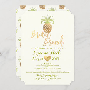 Carte PixDezines Bridal Brunch/Faux Gold/Pineapple