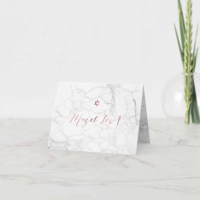 Carte PixDezines Mazel Tov, Marble+Faux Rose Gold (Devant)