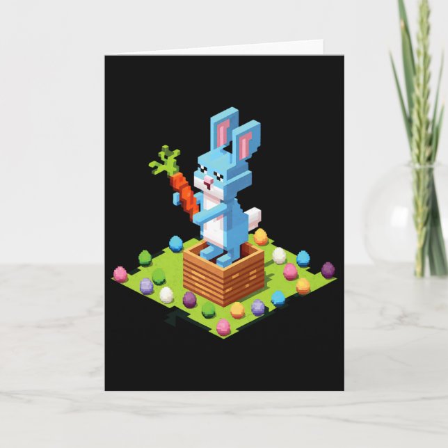 Carte Pixel Easter Bunny Video Gamer Egg Hunting Funny B (Devant)