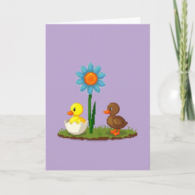 Carte Pixel Flower Friends Mignonne (Devant)
