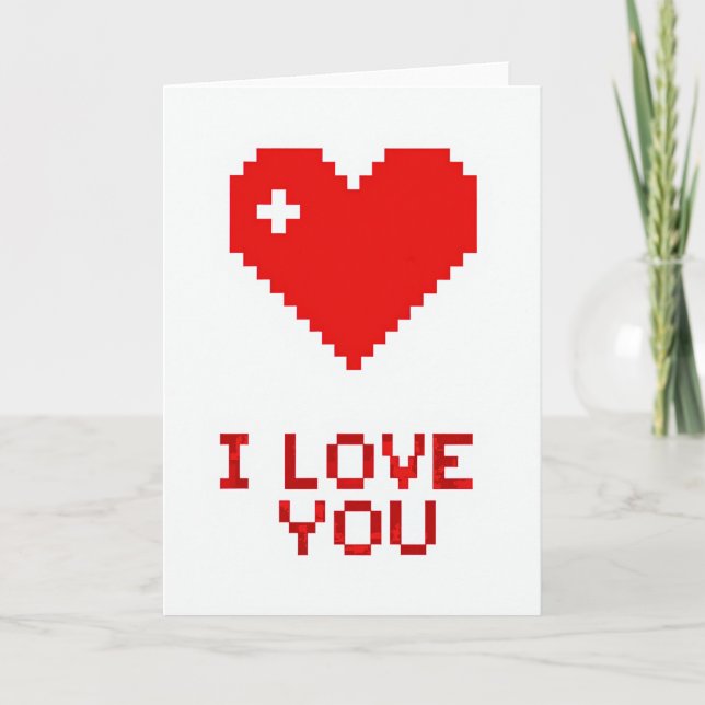 Carte Pixel Heart Je T'Aime (Devant)