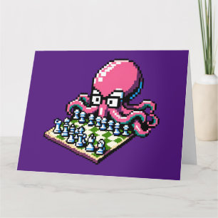 Carte Pixel Octopus Échecs Retro Stratégie Jeu Art