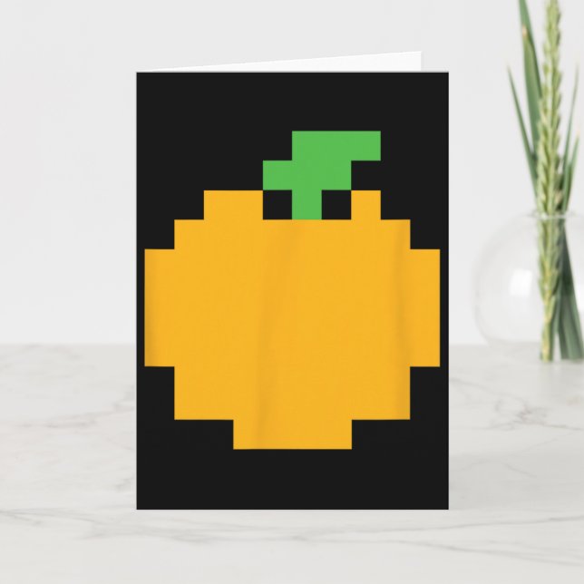 Carte Pixel Orange Jeu Vidéo Années 80 Halloween Facile  (Devant)