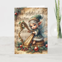 Pixie Fairy de Noël Jouer une harpe