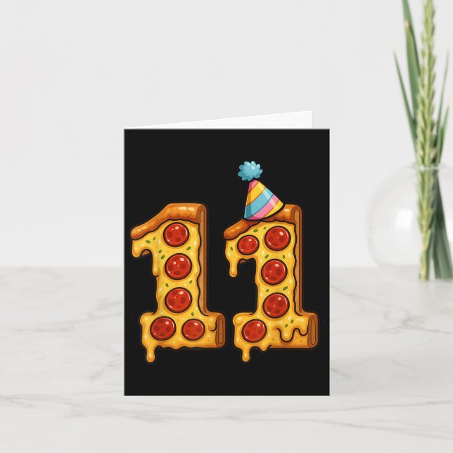 Carte Pizza 11e anniversaire 11 ans Vieux Casquette de p (Devant)