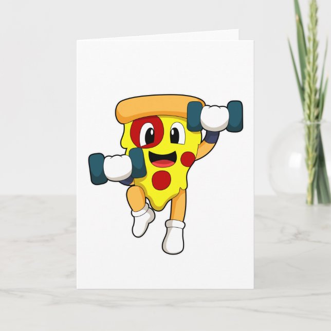 Carte Pizza à la salle de sport avec haltères (Devant)