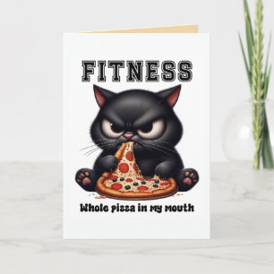 Carte Pizza Fitness Drôle Chat Noir