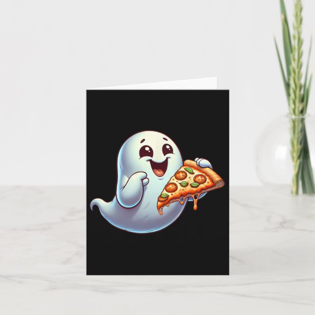 Carte Pizza Ghost Manger Halloween Hommes Femmes Enfants (Devant)