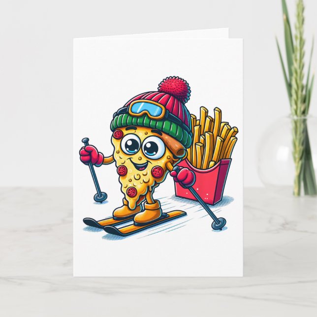 Carte Pizza Planche de Ski Français Fry Pizza Lover (Devant)