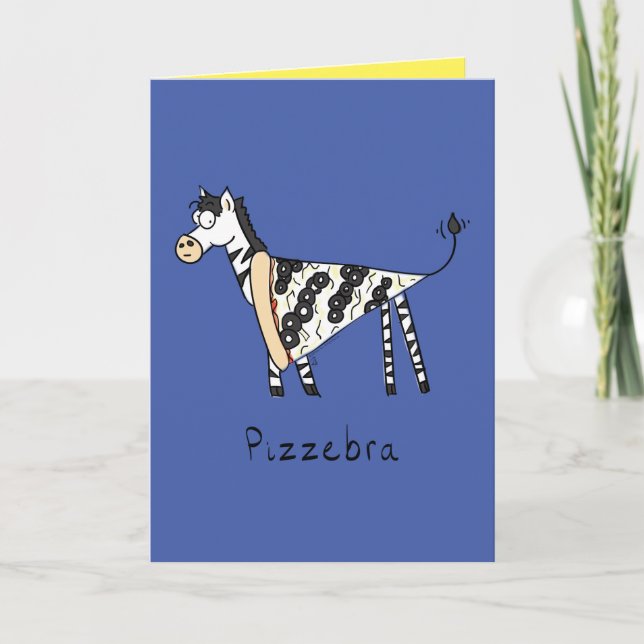 Carte Pizzebra Pizza Zebra Cute Food Grey Card (Devant)