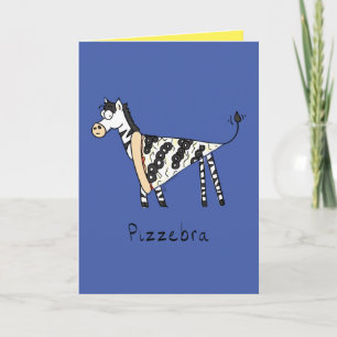 Carte Pizzebra Pizza Zebra Cute Food Grey Card