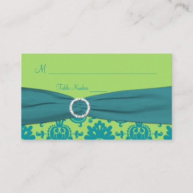 Carte Place Damask Vert et Turquoise (Devant)