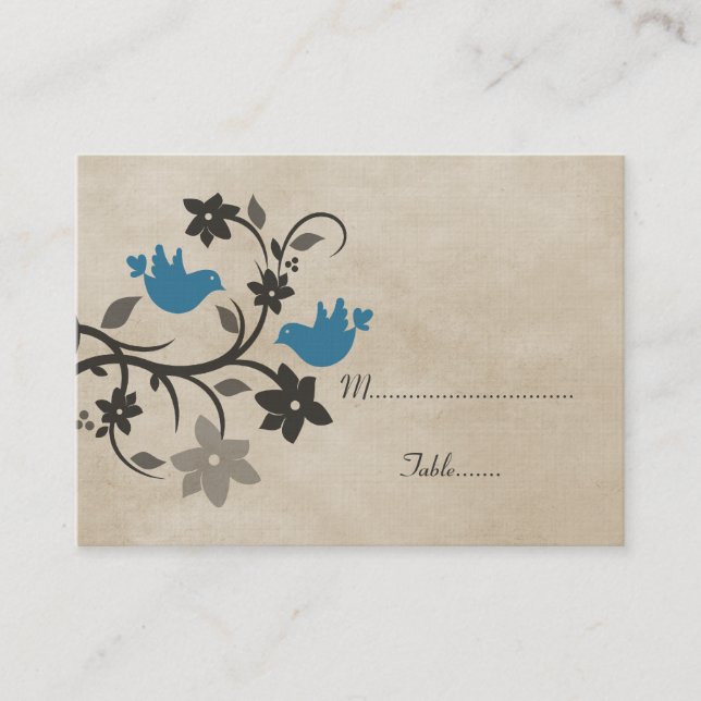Carte Place Lovebirds Floral Bleu (Devant)