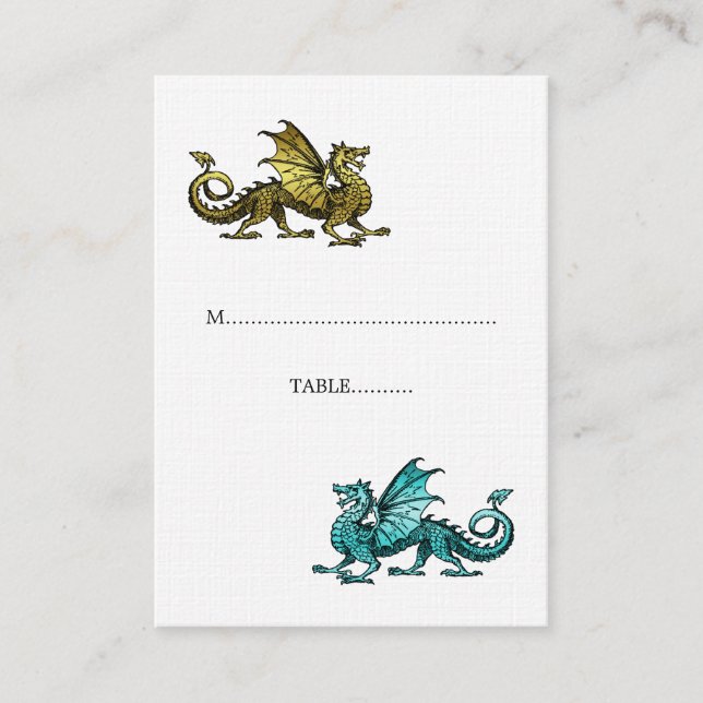 Carte Place Mariage Gold Turquoise Dragon (Devant)