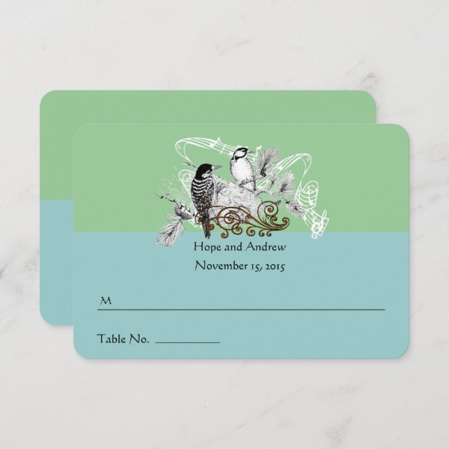 Carte Place Mariage Inséparable vintage (Devant / Derrière)