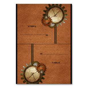 Carte Place Mariage Orange Vintage Horloge