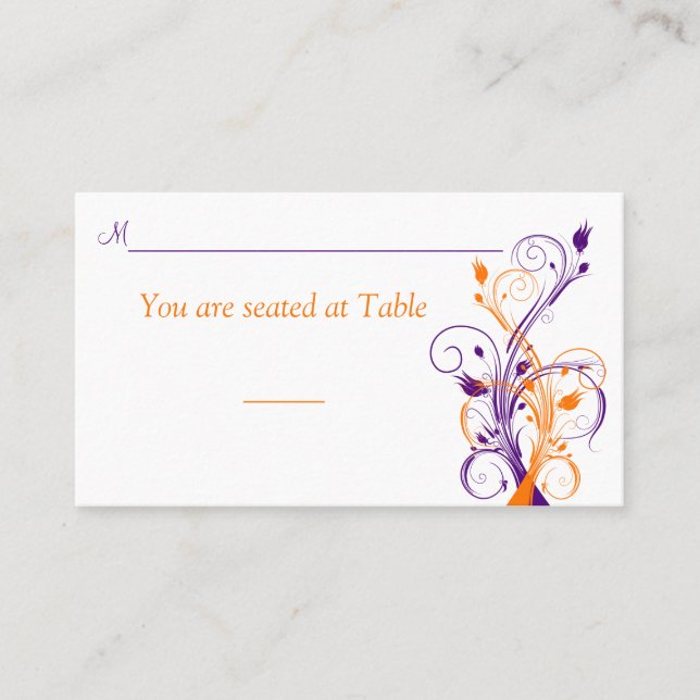 Carte Place Mariage violet orange blanc (Devant)