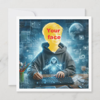 Carte Place mon visage dans l'image, amateur d'ordinateu