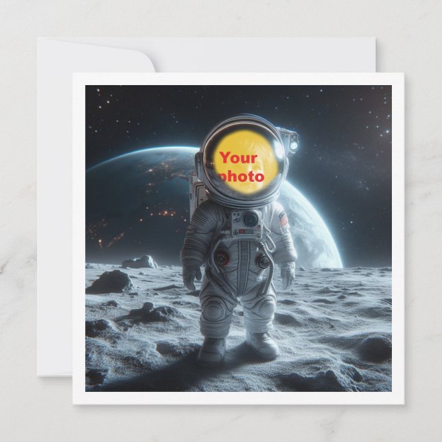 Carte Place mon visage dans l'image, astronaute, espace (Devant)