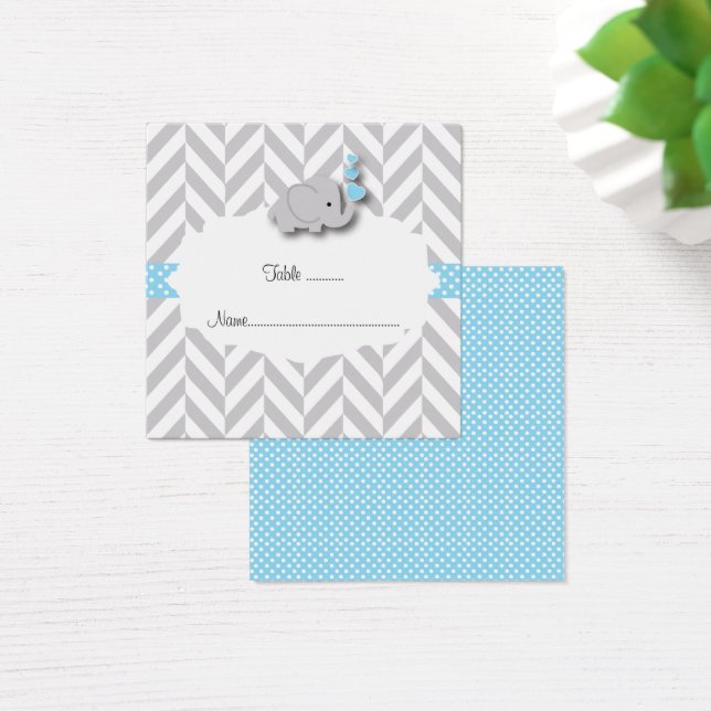 Carte Place Plat Baby shower Blue & Grey Elephant (Bureau)