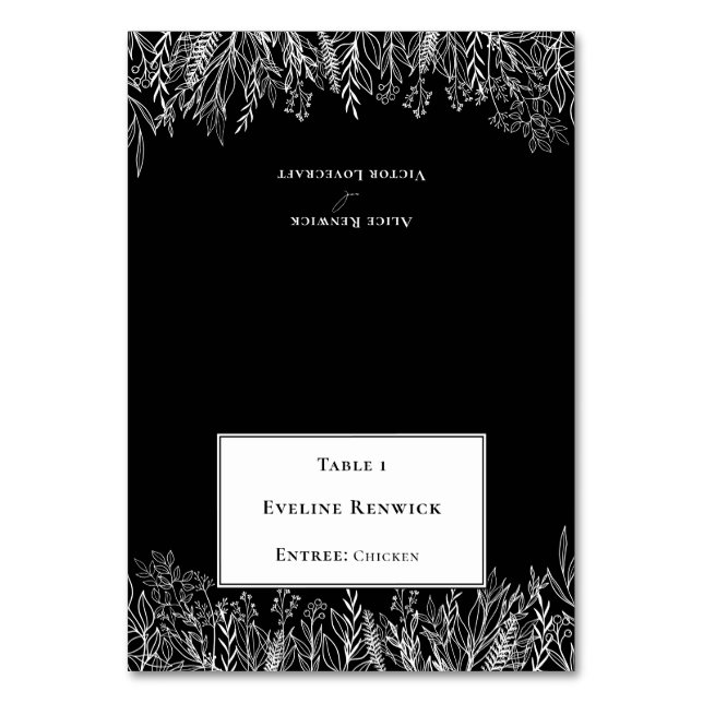 Carte Place pliable Black Greenery Menu Choice (Par défaut)