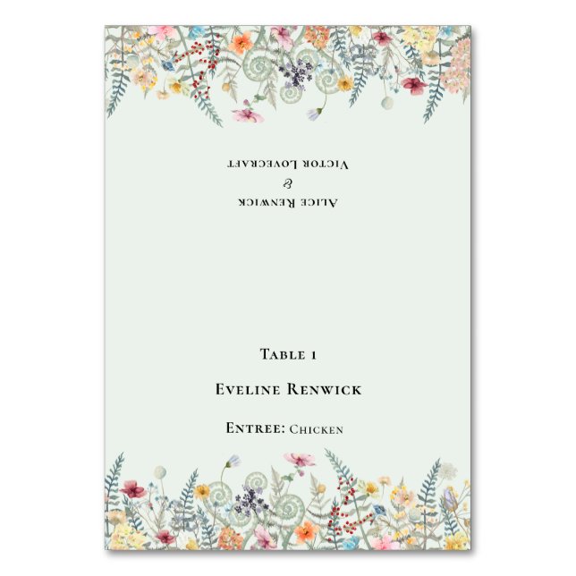 Carte Place pliable fleur sauvage Fern Mint Menu (Par défaut)