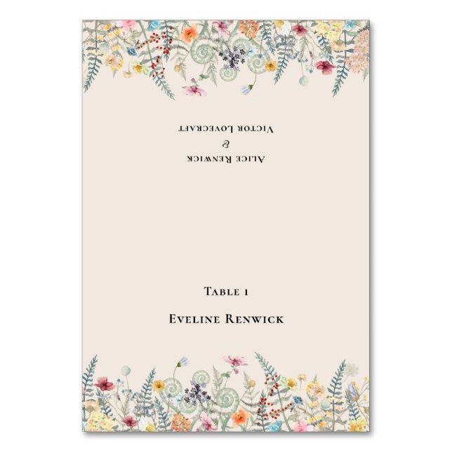 Carte Place pliable simple Fleur sauvage Fern Mari (Par défaut)