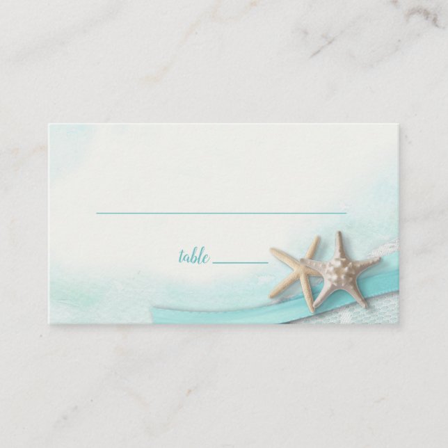Carte Place Starfish et Ribbon Turquoise (Devant)