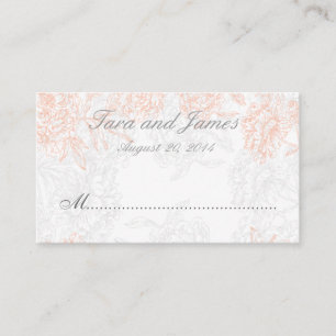 Carte Place Vintage Orange Grey Mariage Floral