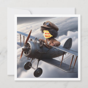 Carte Placez mon visage dans la photo, avion volant, pil