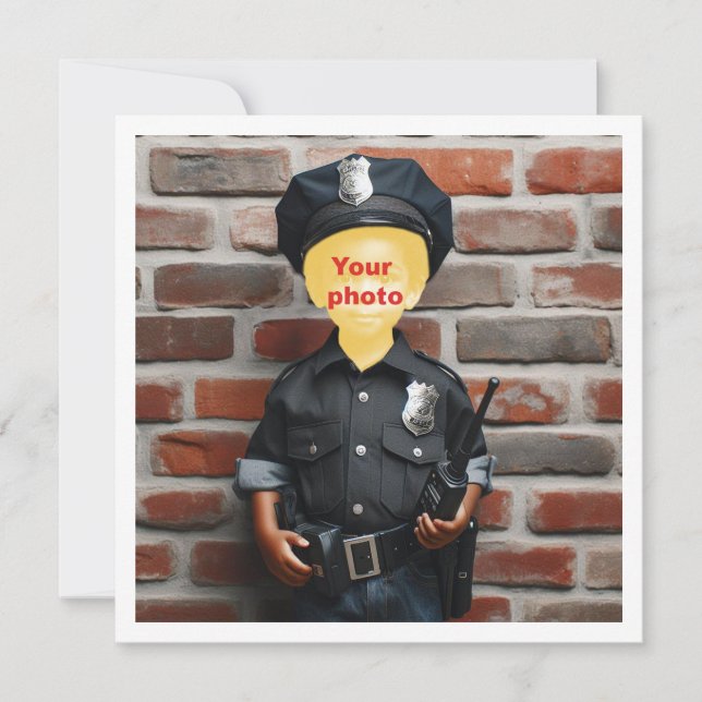 Carte Placez mon visage dans l'image, policier noir (Devant)