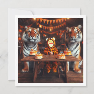 Carte Placez mon visage dans l'image, tigres et enfant