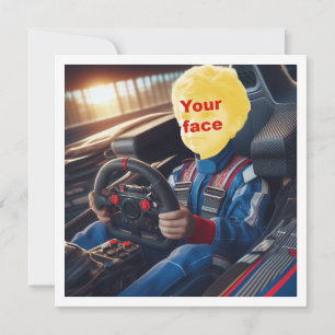 Carte Placez mon visage dans l'image, voiture de course 