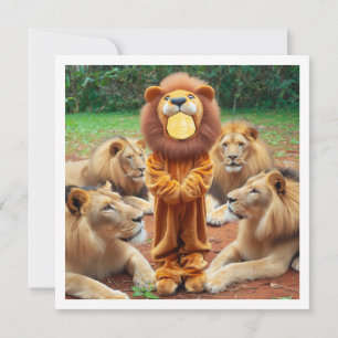 Carte Placez mon visage sur la photo, les lions et la ca