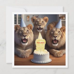 Carte Placez mon visage sur la photo, les lions et la ca
