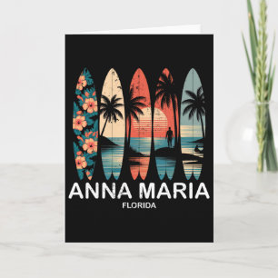 Carte Plage Anna Maria Floride Surfboard Surf Rétro