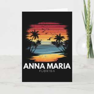 Carte Plage Anna Maria Floride Surfboard Surf Vintage