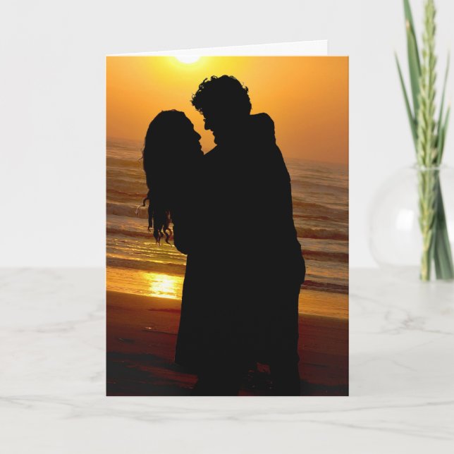 Carte plage couple embrasser (Devant)