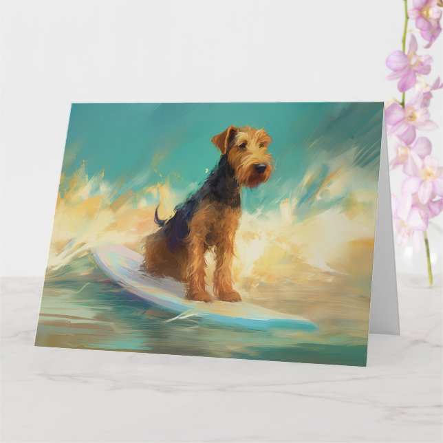 Carte Plage d'Airedale Surf Painting (Orchidée)