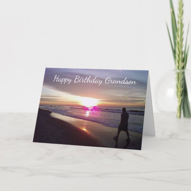 CARTE * PLAGE D'ANNIVERSAIRE DE GRANDSON* ET AMOUR POUR  (Devant)