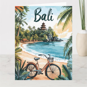 Carte Plage de Bali avec bicyclette - Voyage tropical