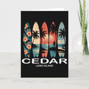 Carte Plage de Cedar Long Island Surfboard Surf Rétro